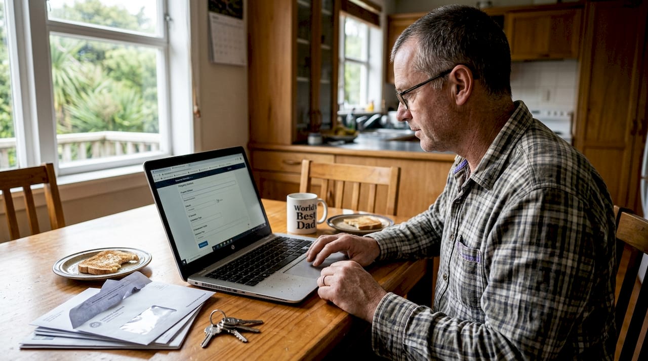 Homeowner completing online property sale form