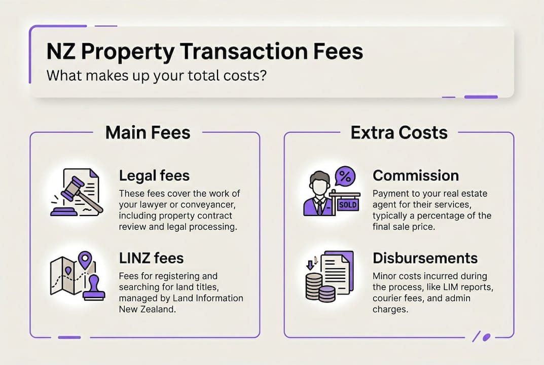 Infographic breakdown of NZ property transaction fees