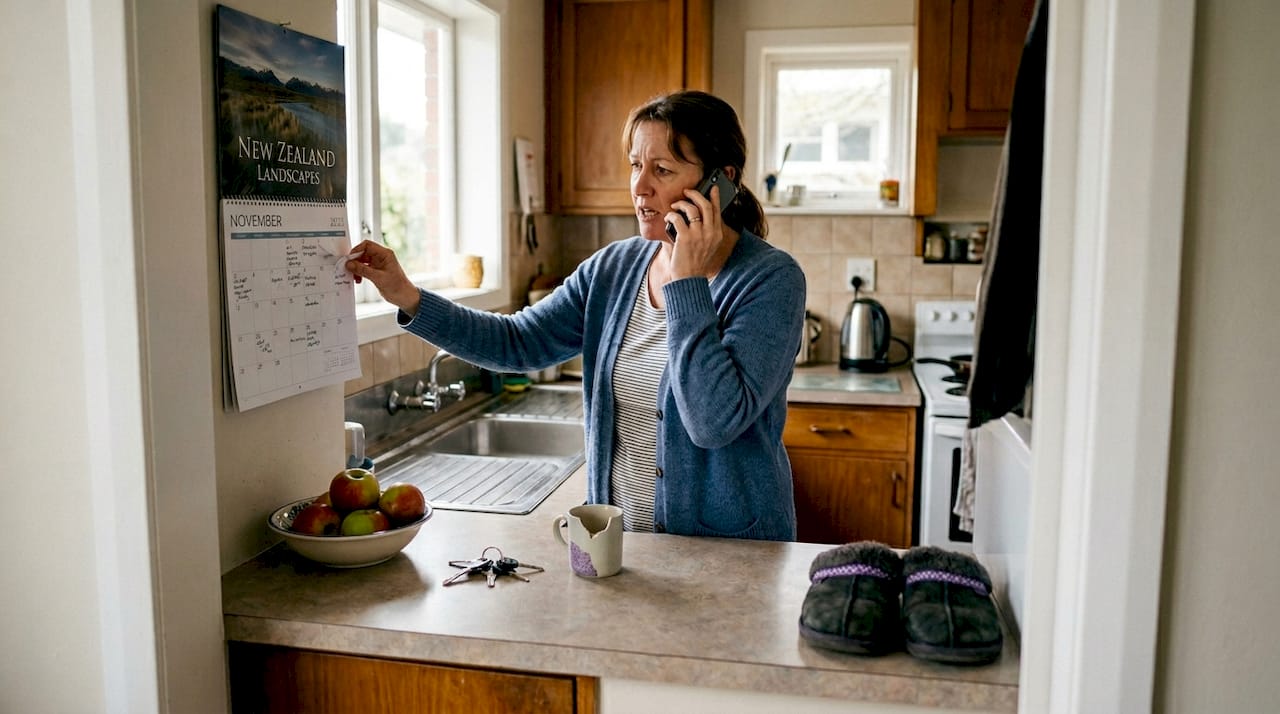 Woman making urgent property sale phone call
