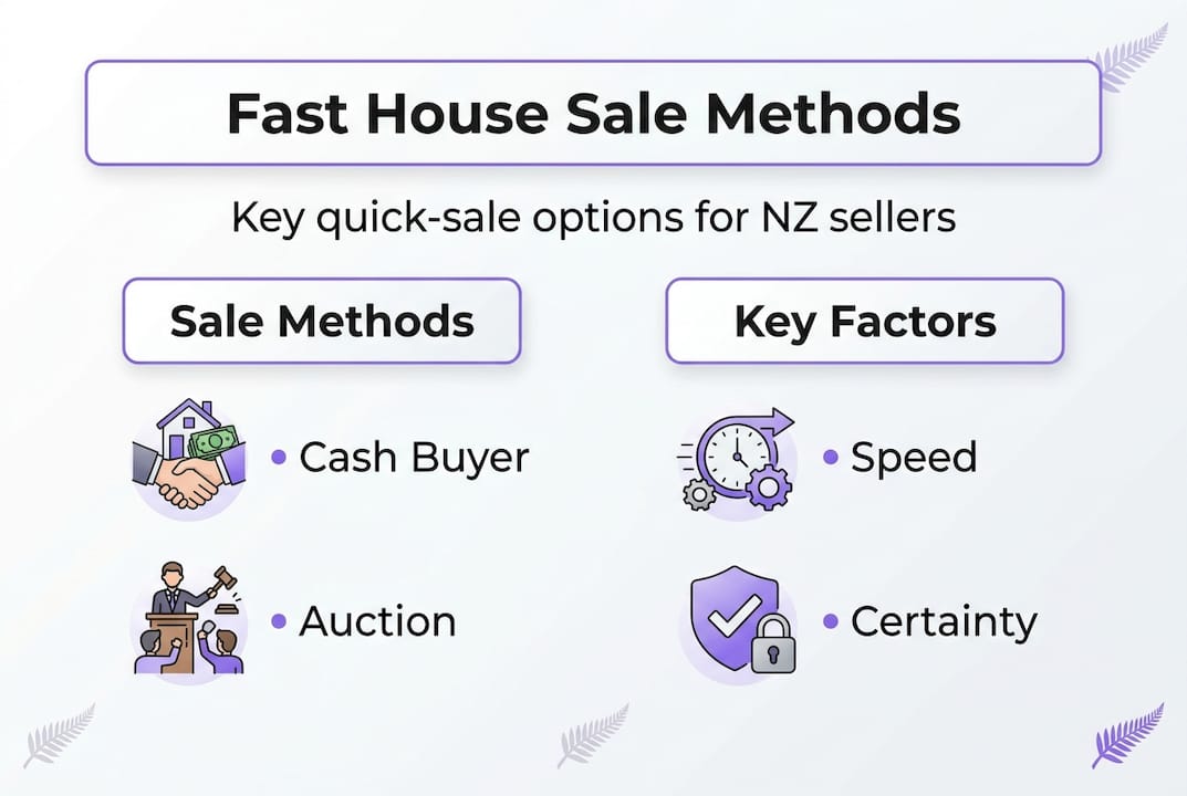 Infographic showing fast house sale methods in NZ