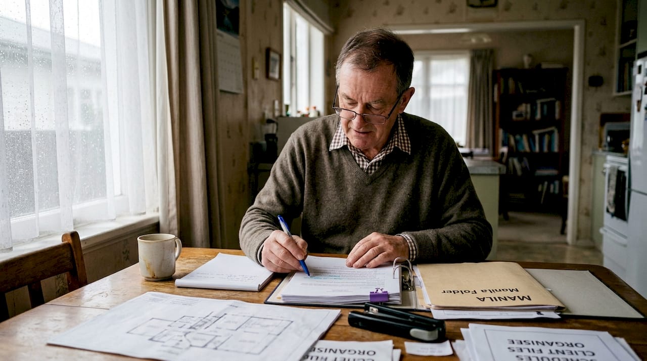 Solicitor reviews home sale property paperwork