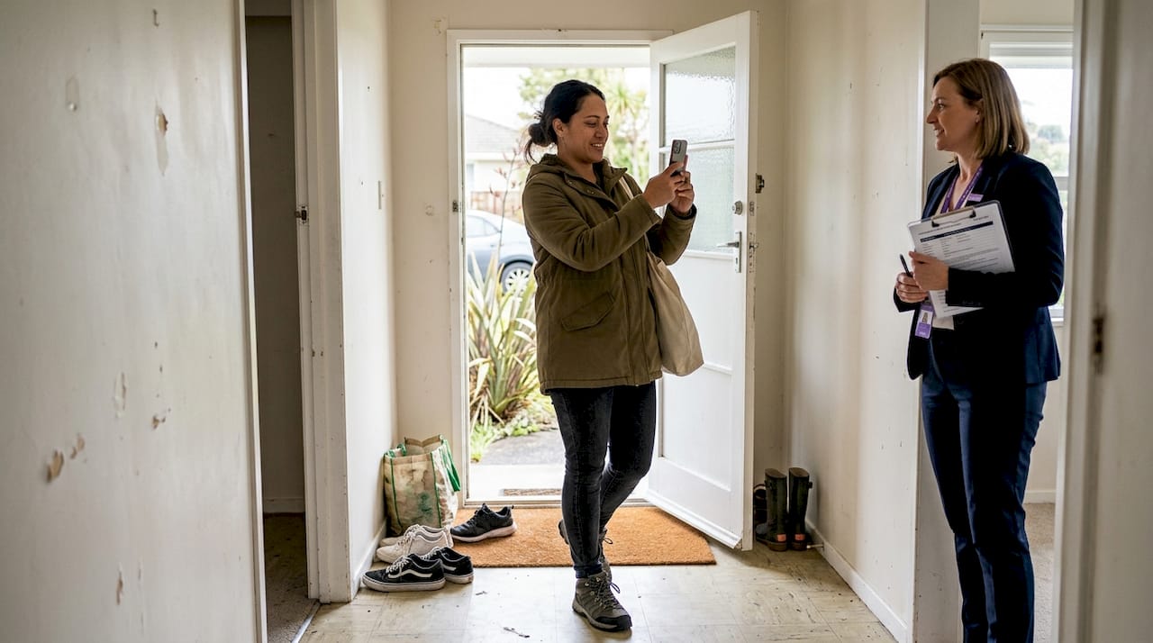 Buyer inspecting as-is New Zealand property