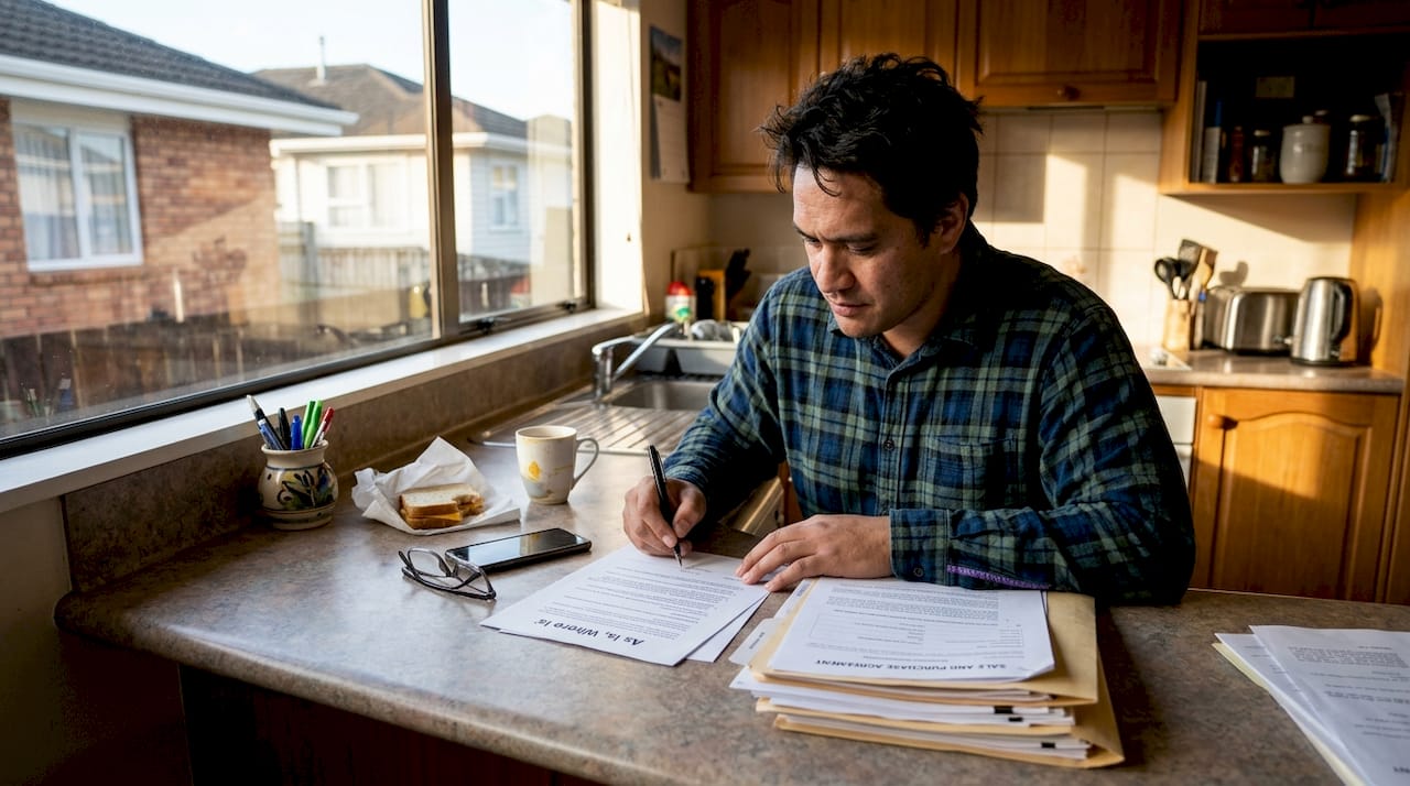 Property buyer signing as is paperwork