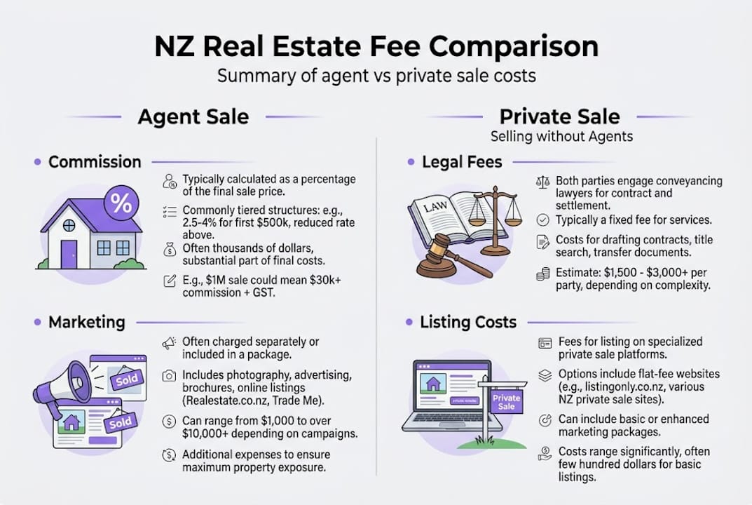 Infographic agent vs private sale fees NZ