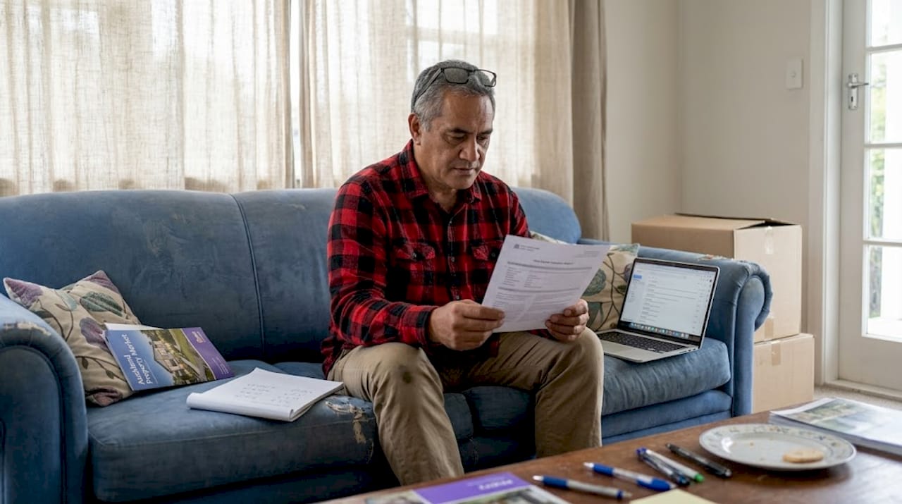 Man deciding on fast house sale at home