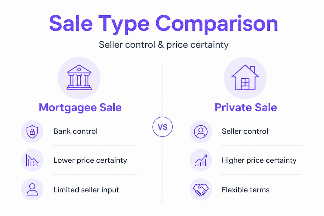 Sale type comparison infographic with key differences