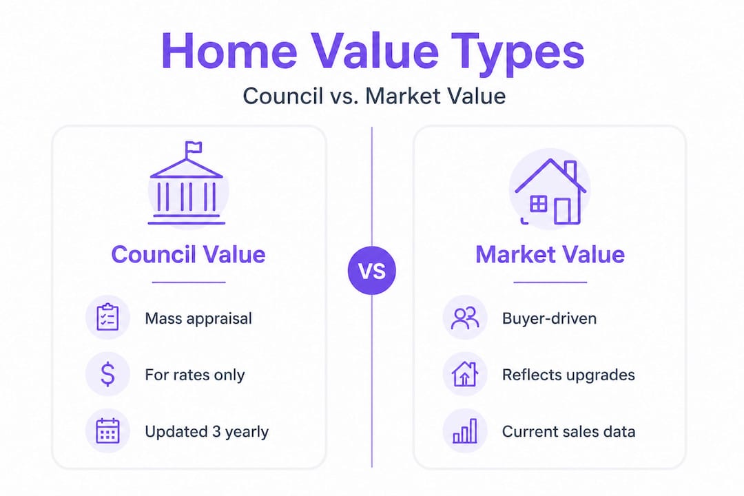 Infographic comparing council value and market value