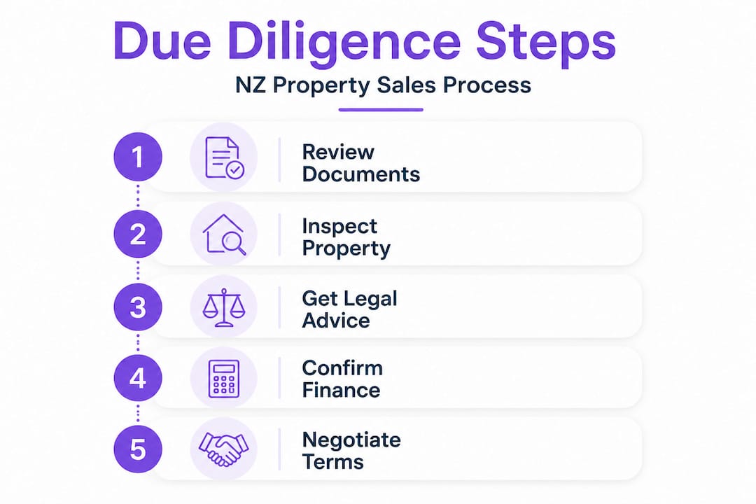 Infographic shows NZ due diligence steps in sale