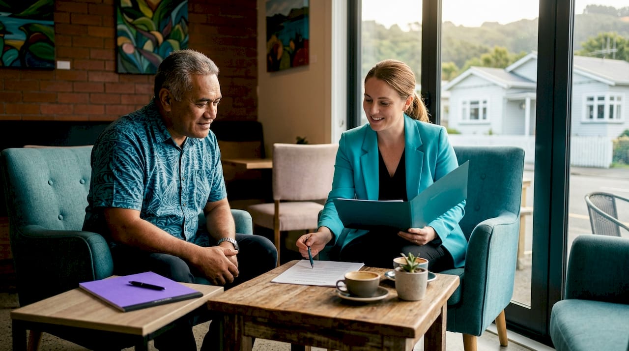 Lawyer explaining sale process to property seller