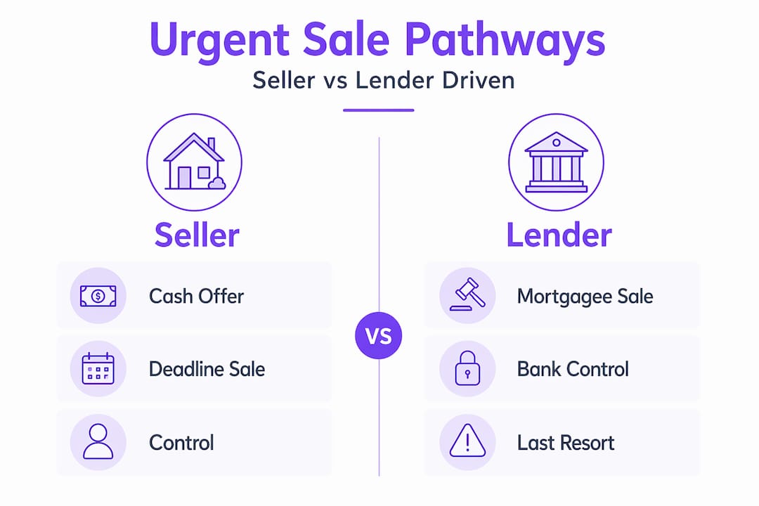 Infographic comparing seller versus lender sale options