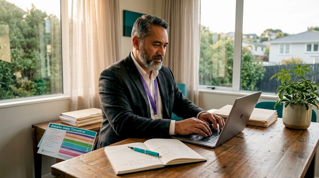 Solicitor reviewing estate property checklist