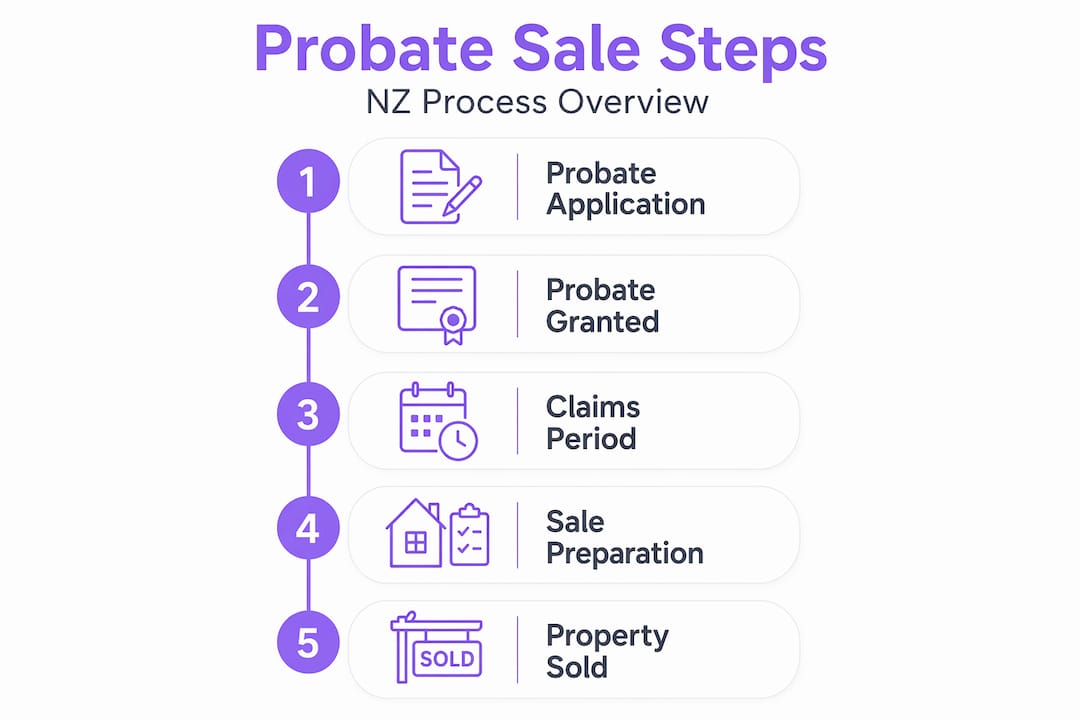 Infographic showing NZ probate property sale steps
