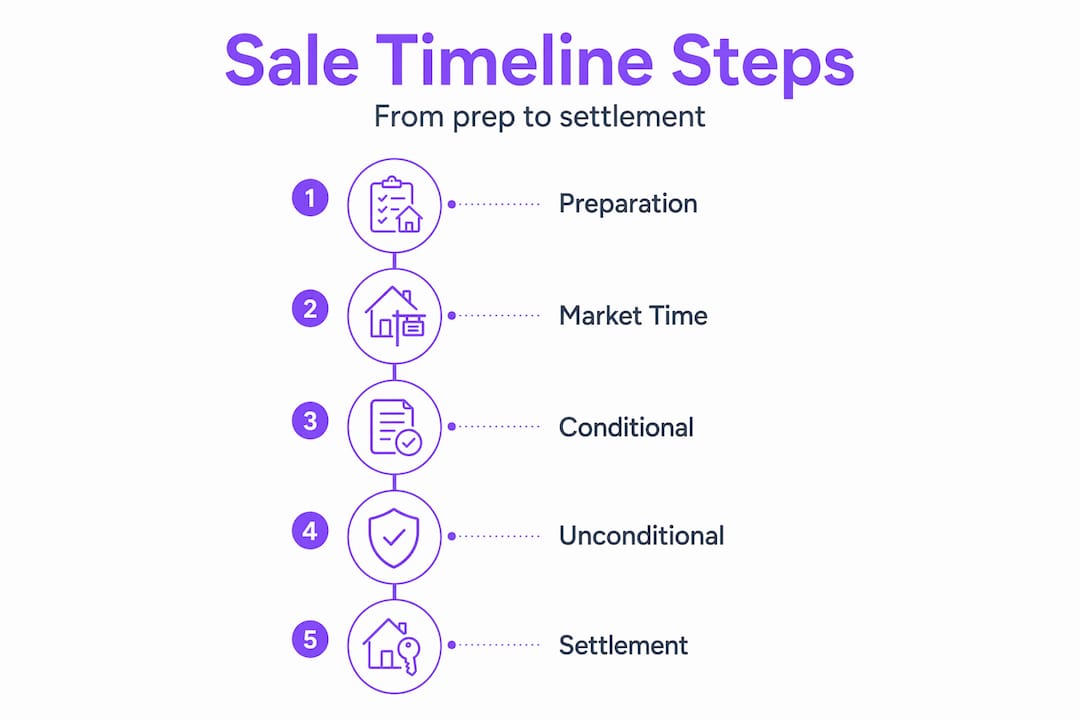Infographic showing steps of property sale timeline