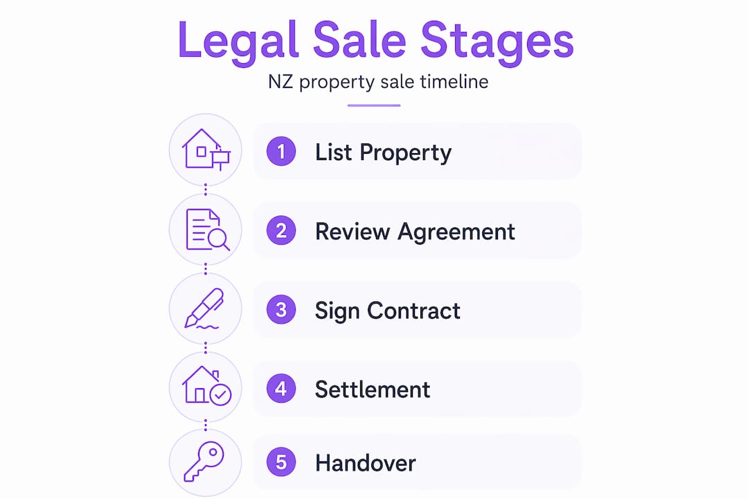 Infographic of property sale legal steps timeline