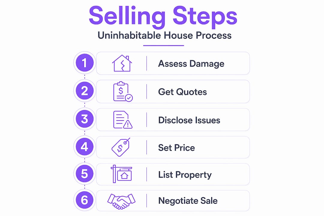 Vertical steps infographic for selling process