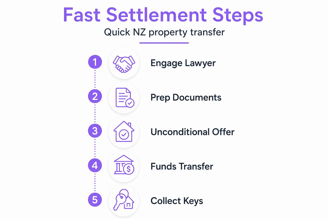 Infographic showing steps for fast property settlement