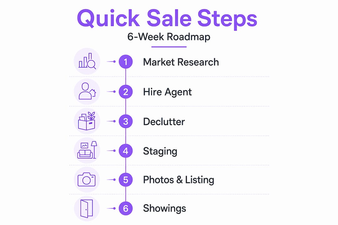 Infographic showing quick sale step-by-step process