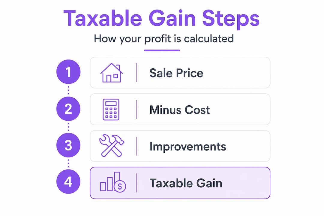 Infographic on taxable gain calculation steps