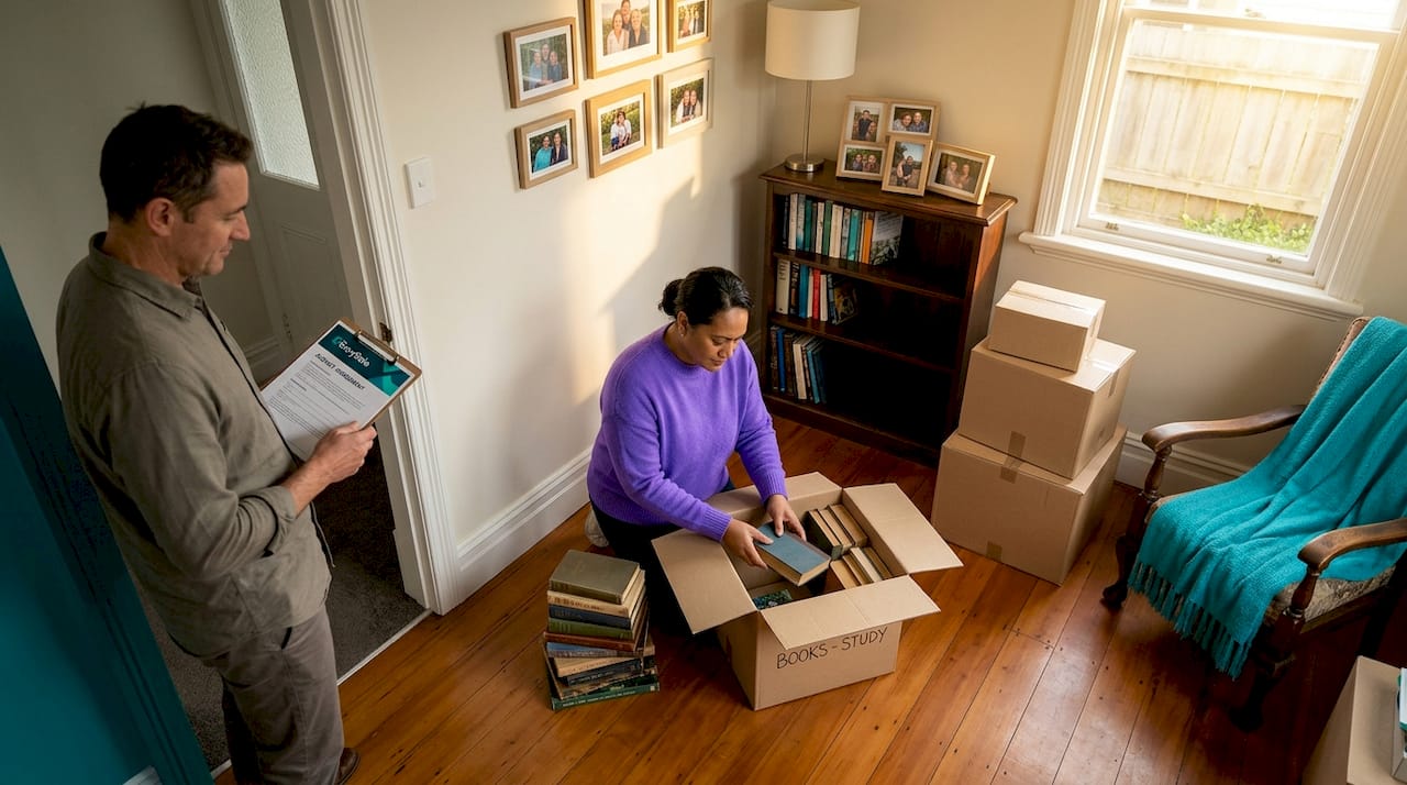 Couple packing New Zealand home for sale