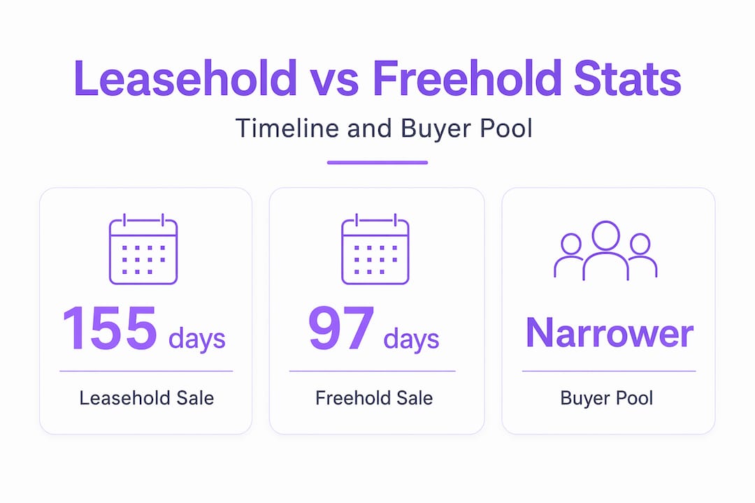 Leasehold vs freehold property sales stats infographic