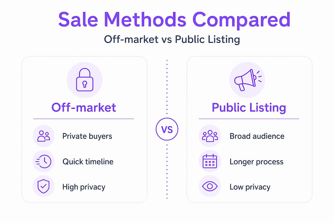 Infographic comparing off-market and public sales