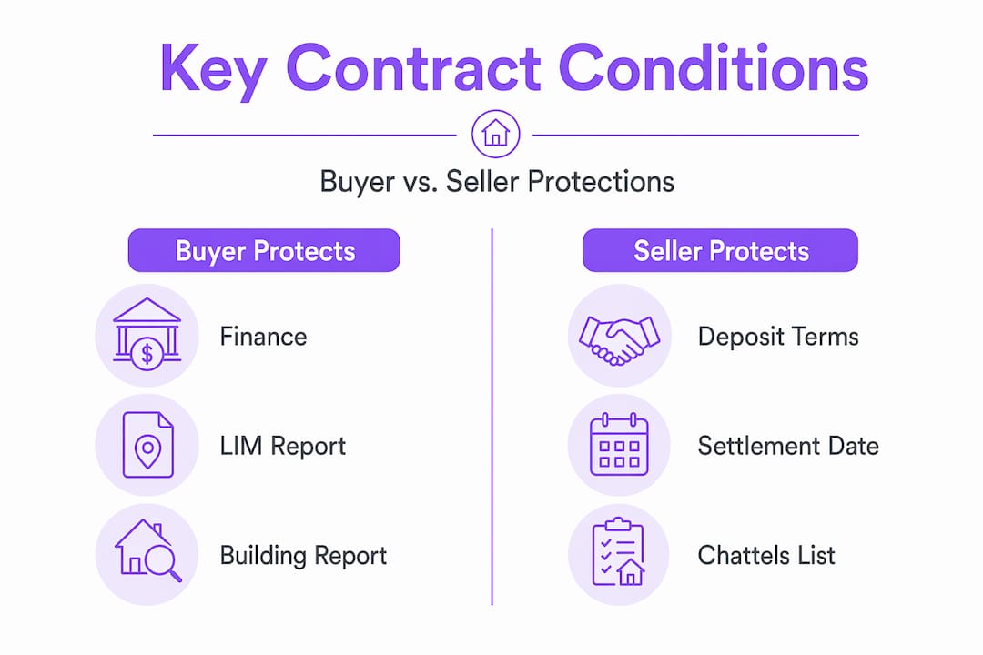 Infographic comparing buyer and seller contract conditions