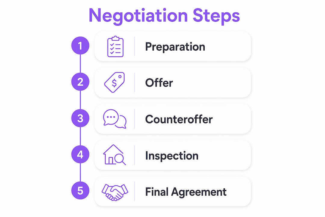 Infographic illustrating property negotiation steps