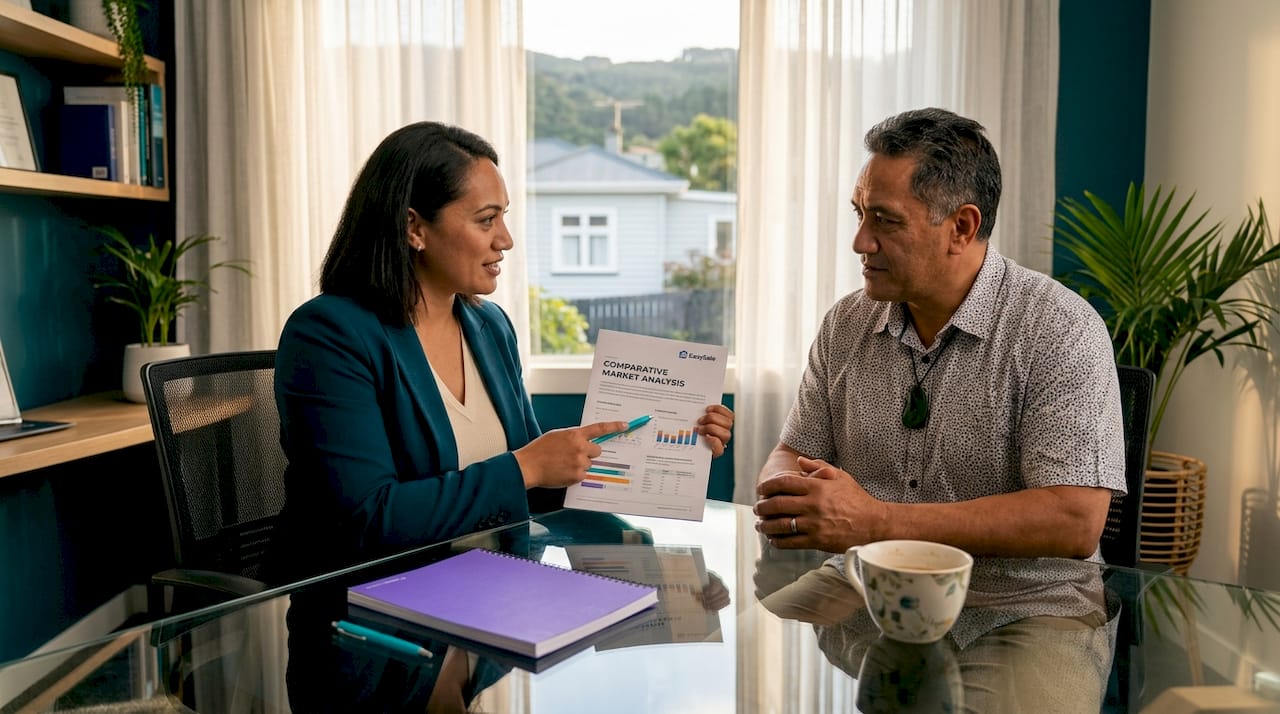 Homeowner interviewing real estate agent in office