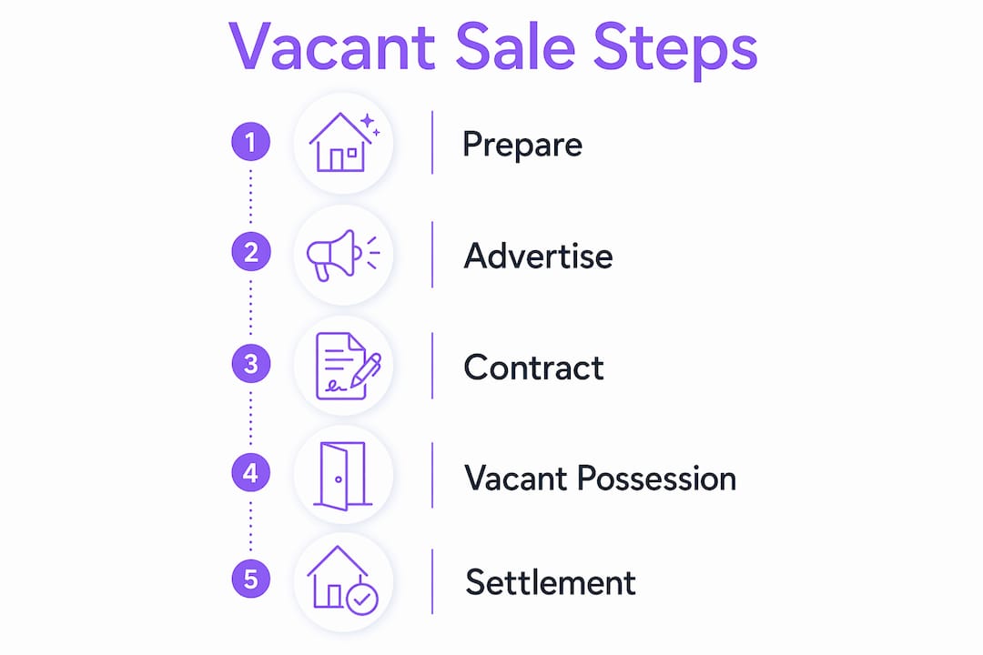 Infographic showing steps of vacant property sale