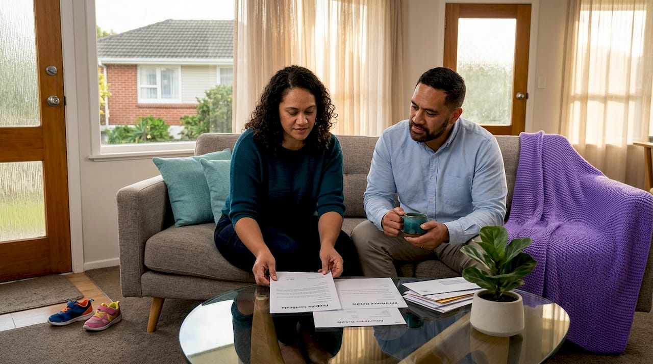 Family reviewing inheritance documents for urgent sale
