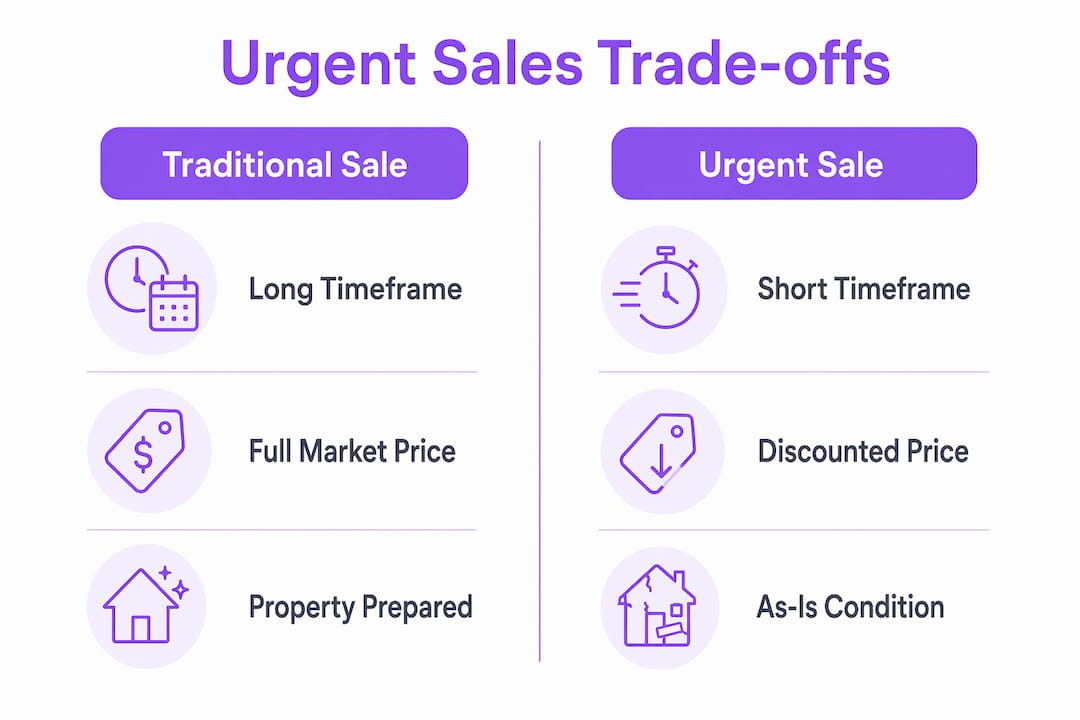 Infographic comparing traditional and urgent property sales