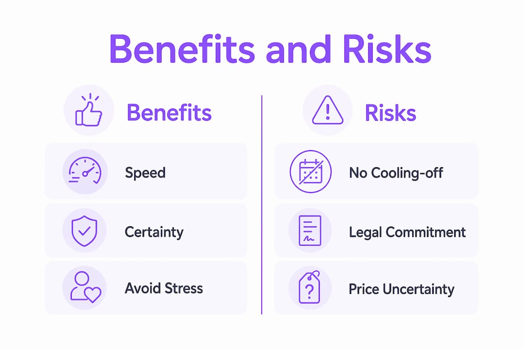 Infographic comparing benefits and risks of pre-auction offers