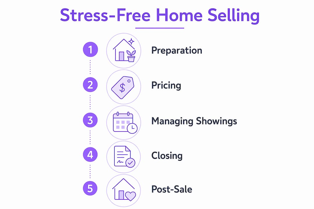 Infographic showing stress-free home selling workflow steps
