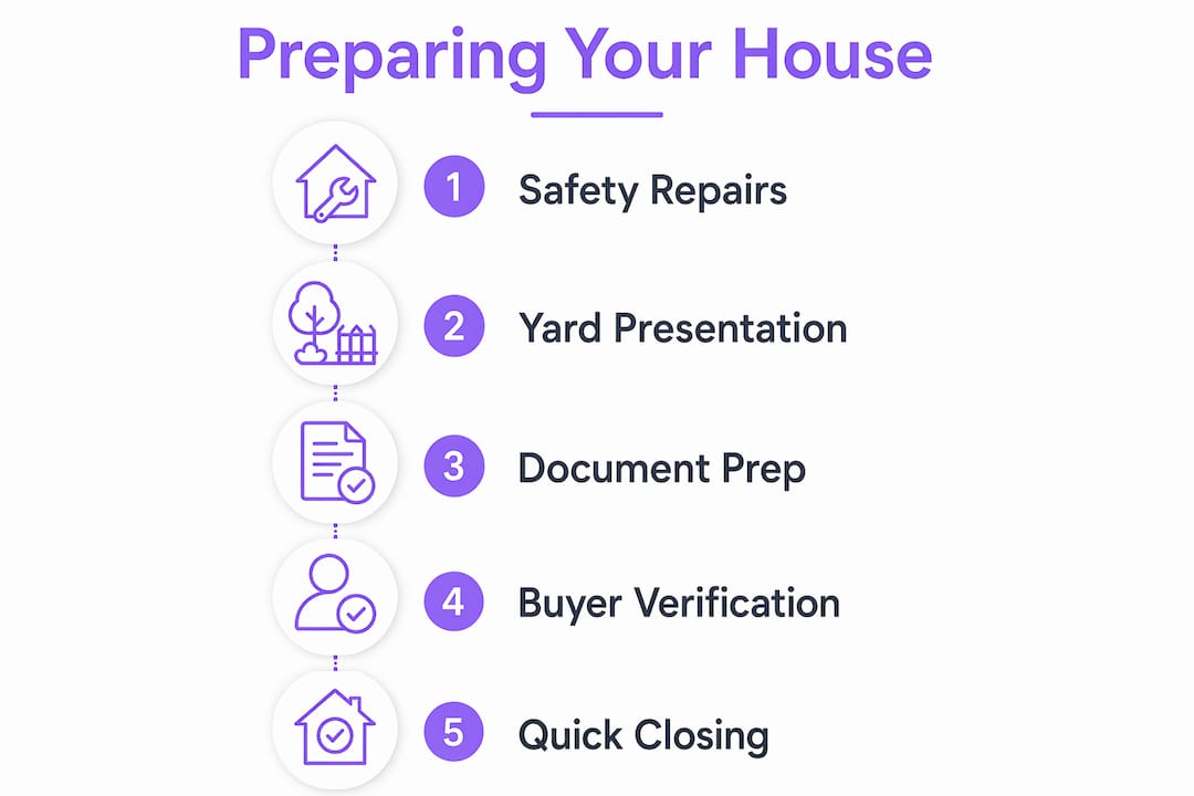 Infographic of house preparation steps for cash sale
