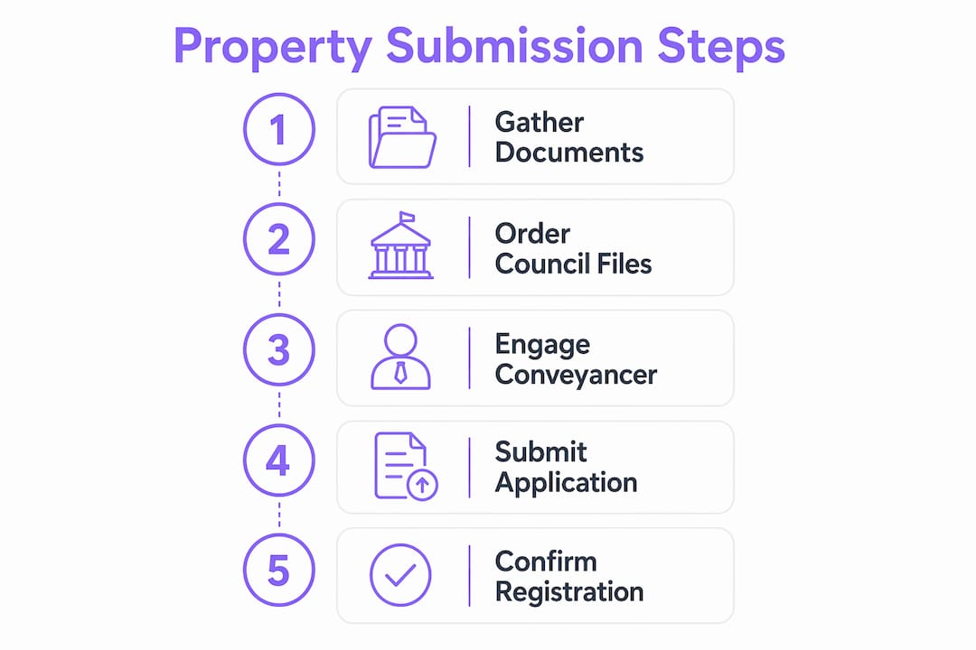 Infographic illustrating property submission steps in New Zealand