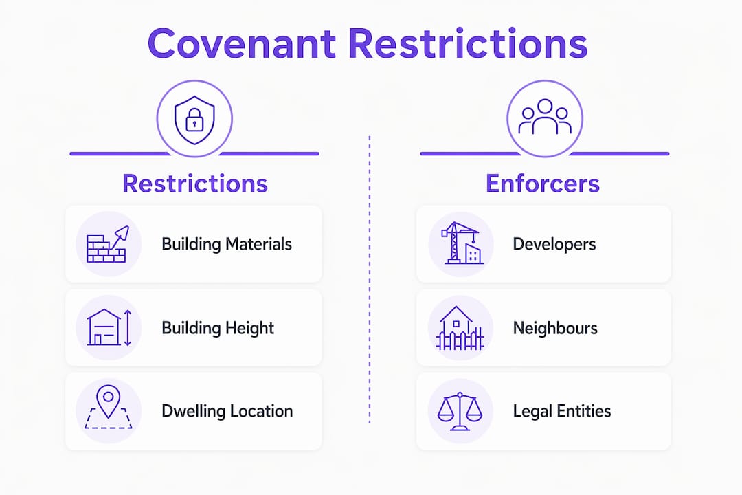 Infographic comparing common covenant restrictions and enforcers
