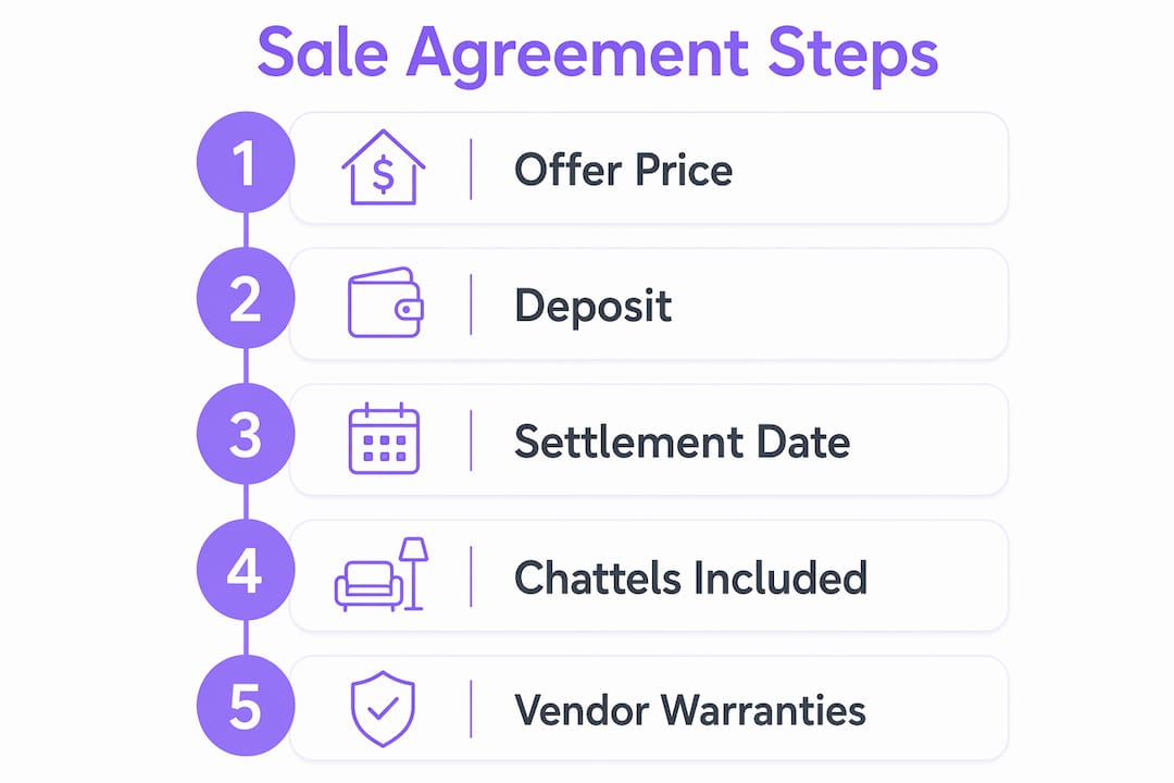 Infographic outlining essential sale agreement steps