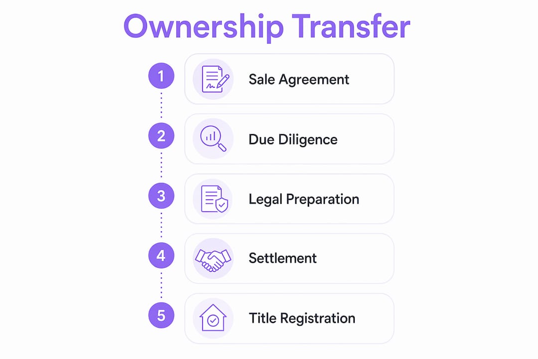 Infographic of ownership transfer steps in New Zealand