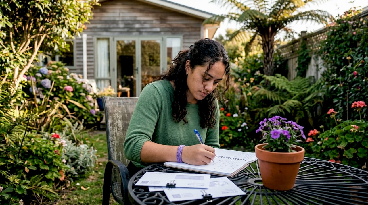 Māori real estate agent managing offer deadlines on desk