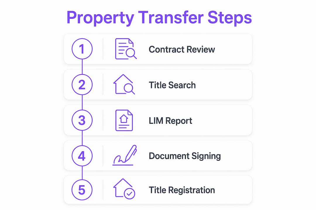 Infographic showing property transfer legal steps