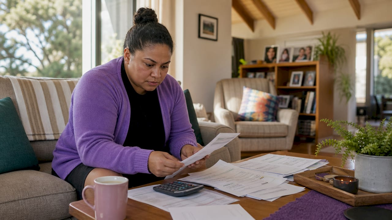 Hands sorting financial documents and bills