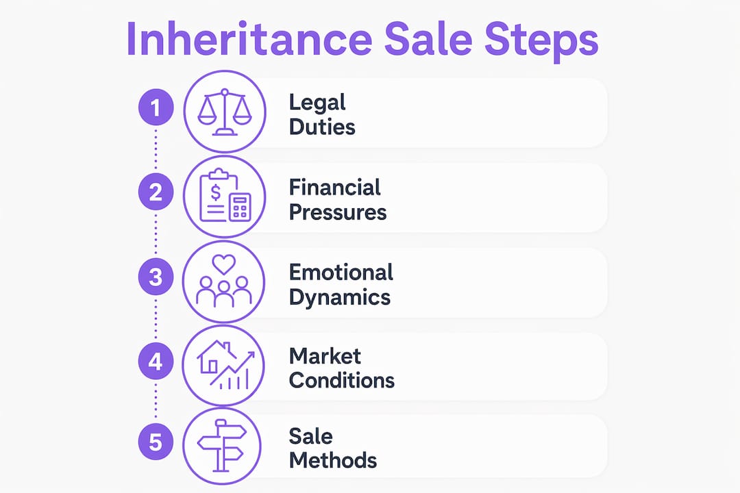 Infographic listing key inheritance sale steps in NZ