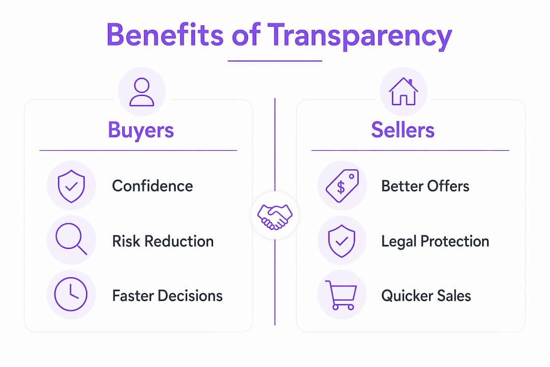 Infographic illustrating benefits of transparency for buyers and sellers