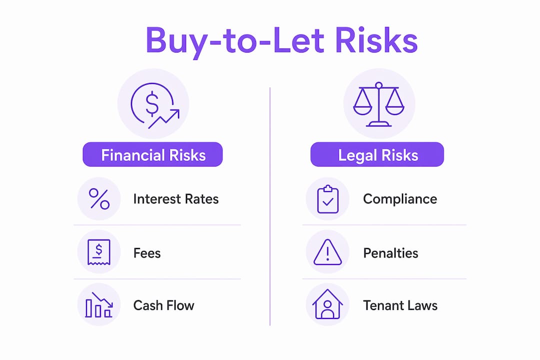 Infographic comparing financial and legal buy-to-let risks in New Zealand