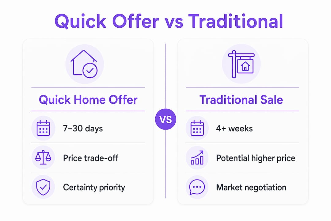 Infographic comparing quick home offers and traditional sales