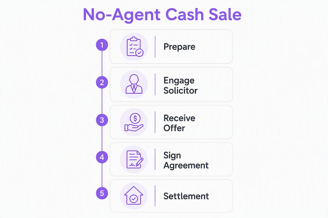 Infographic illustrating no-agent cash sale process steps