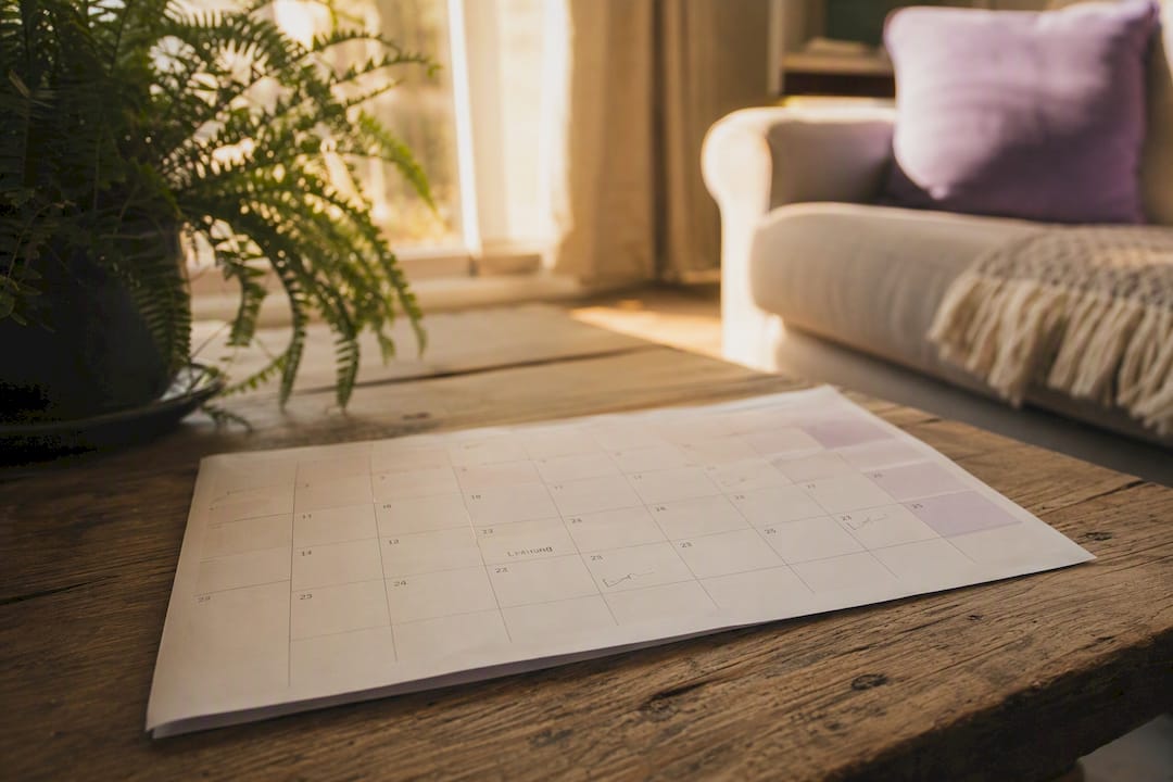 Property transaction calendar with deadline marks