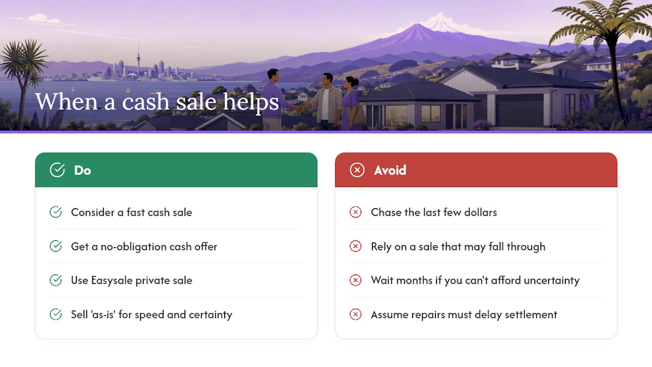 When does a quick cash sale make sense in a buyers' market? — overview diagram