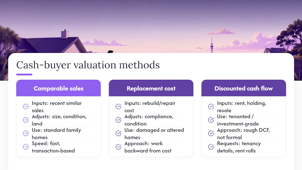Three cash buyer valuation methods compared