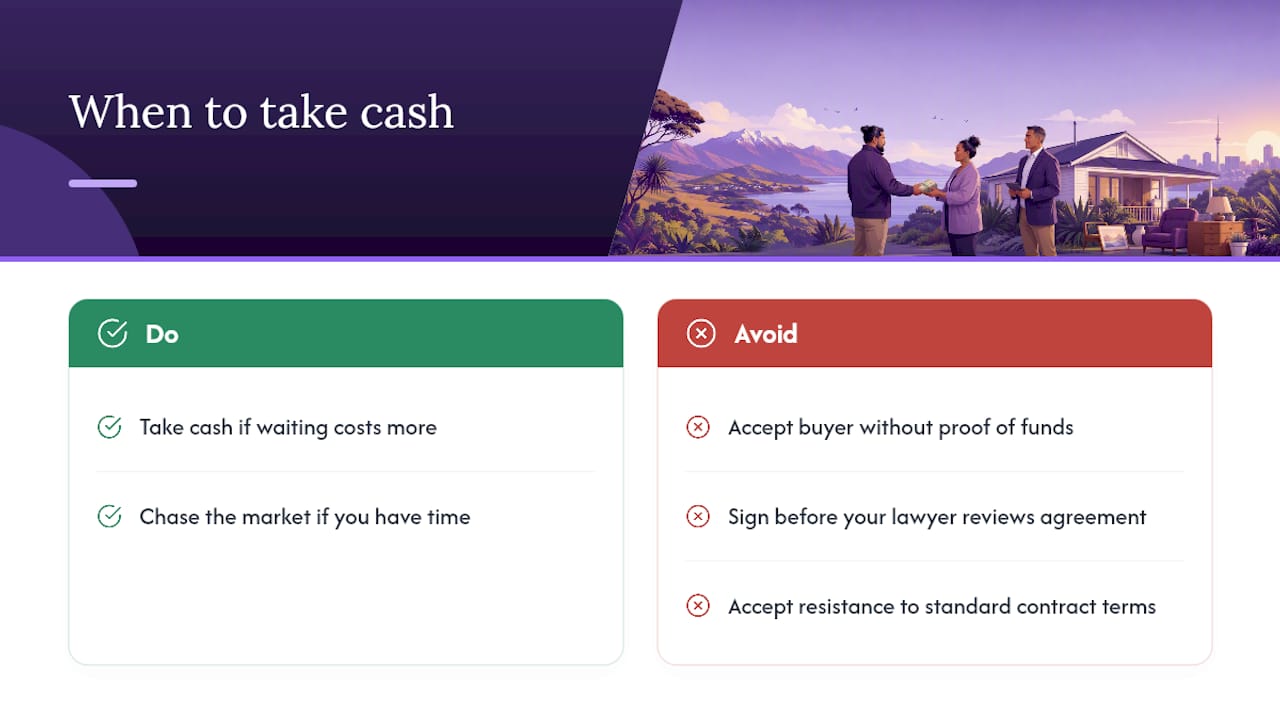 When I'd choose a cash buyer, and three red flags to avoid — overview diagram